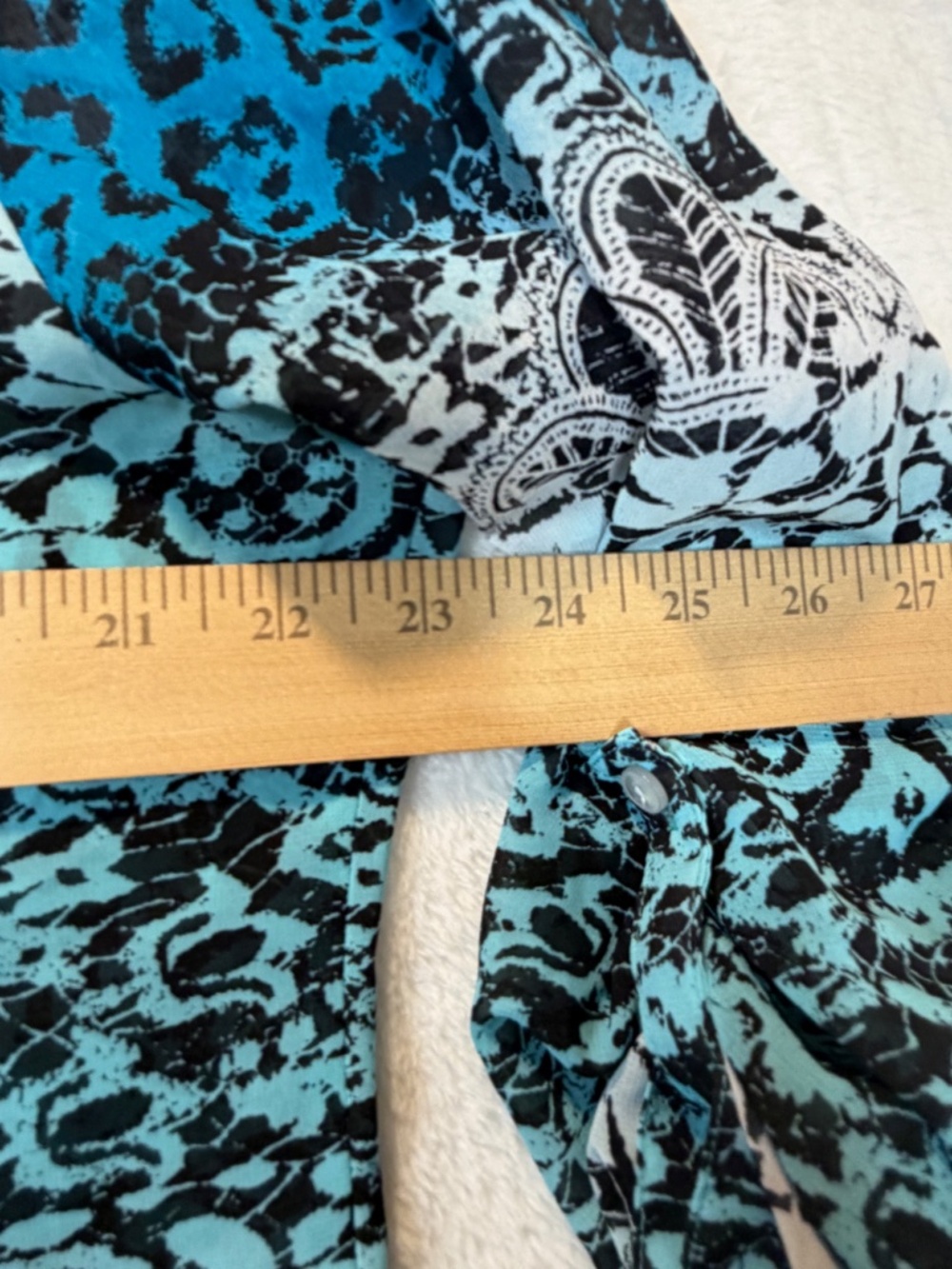 Toz & Ali Blouse Womens Size XL Blue Animal Print Art to Wear Hippie Lightweight - Picture 6 of 8